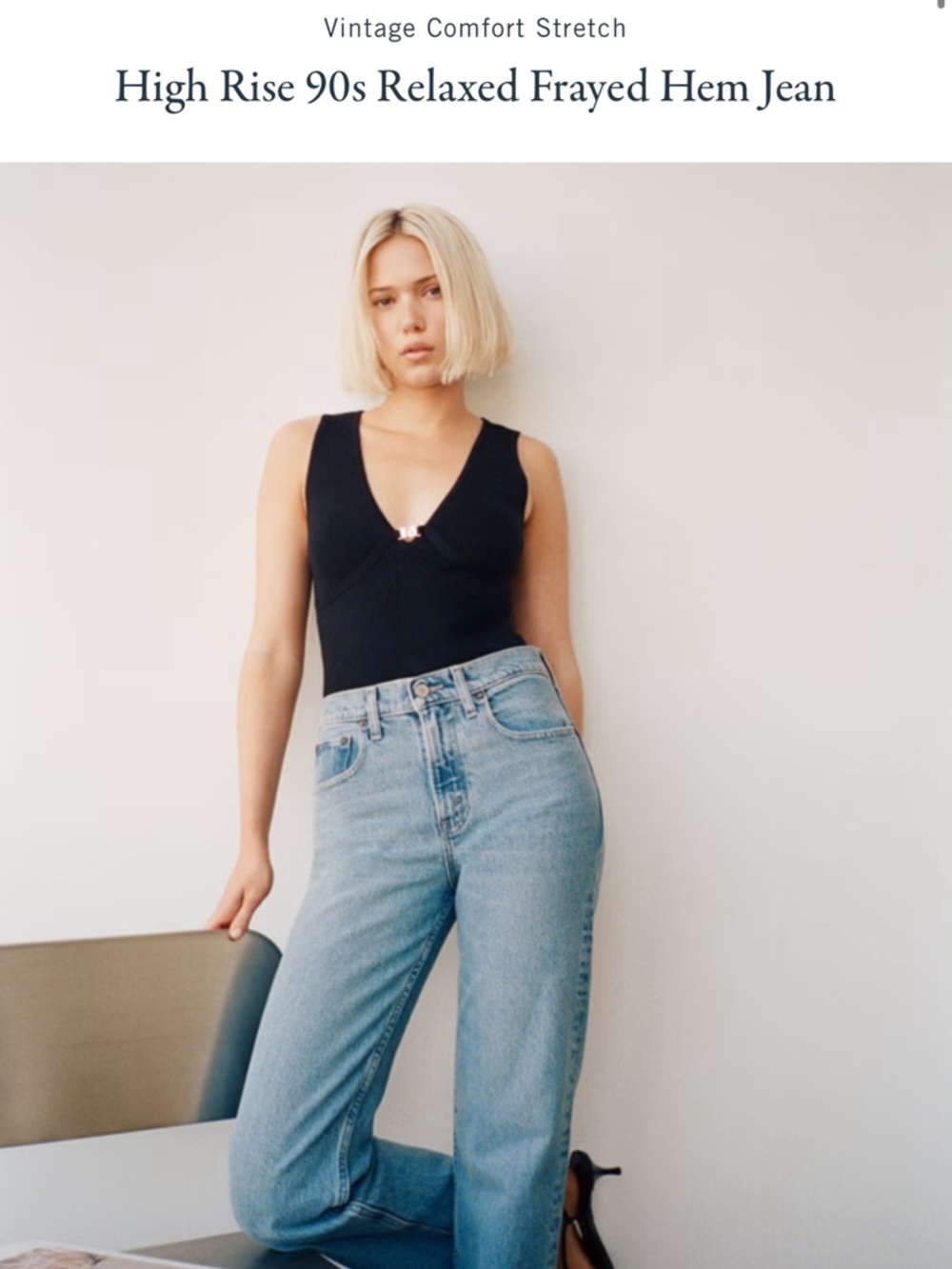 High Rise 90s Relaxed Short Length Light Blue Jeans - Picture 2 of 4